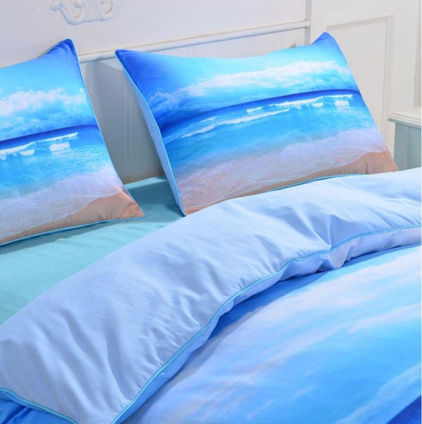 Blue Beach Bedding Set
