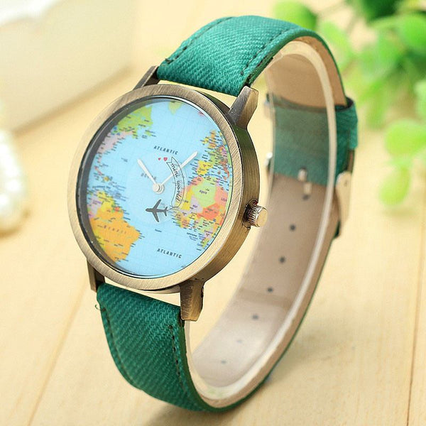 Globetrotter World Traveler Watch - Green (FREE SHIPPING!) - Simply Adore