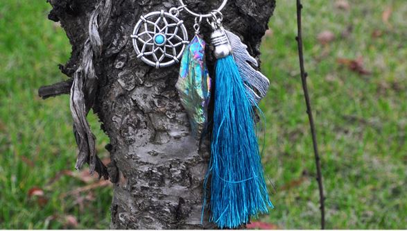 Boho style Natural Stone Tassel Keychain
