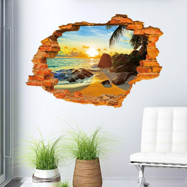 3D Sunset in the Beach Wall Sticker - Simply Adore