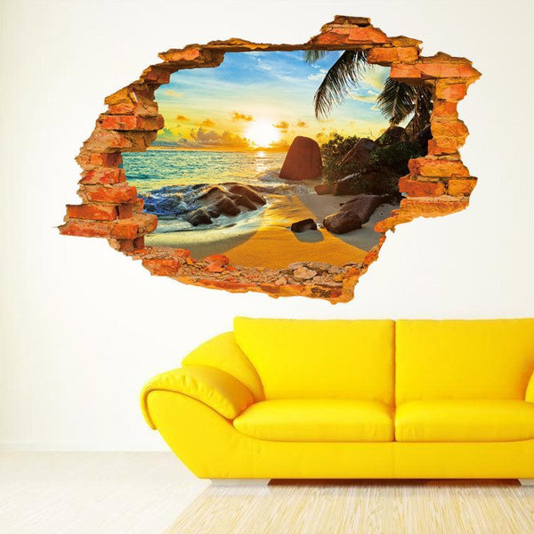 3D Sunset in the Beach Wall Sticker - Simply Adore