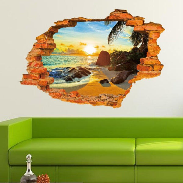 3D Sunset in the Beach Wall Sticker - Simply Adore