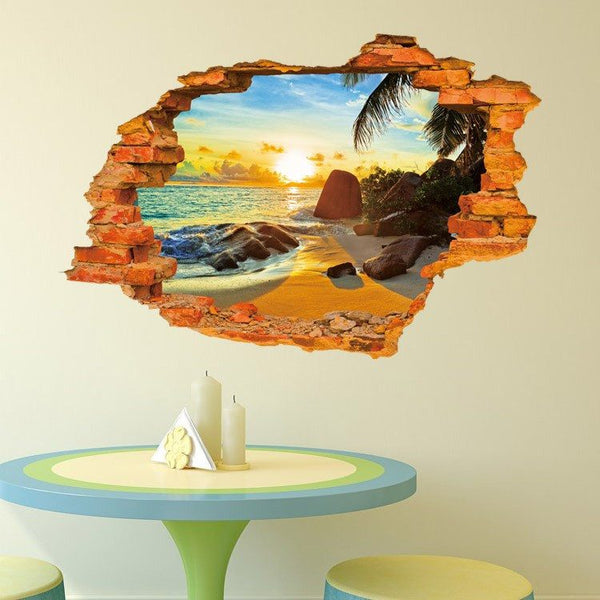 3D Sunset in the Beach Wall Sticker - Simply Adore
