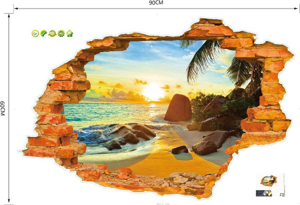 3D Sunset in the Beach Wall Sticker - Simply Adore