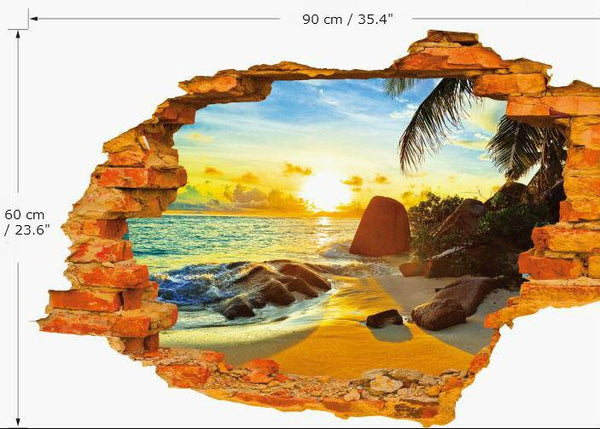 3D Removable Beach & Sunrise Wall Art Stickers - Simply Adore