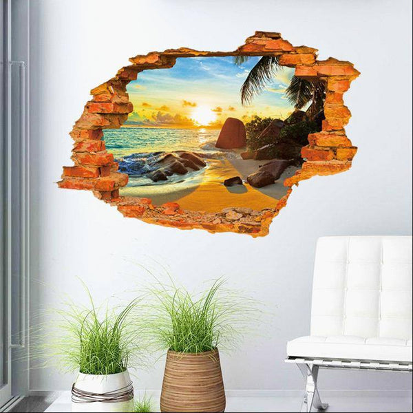 3D Removable Beach & Sunrise Wall Art Stickers - Simply Adore
