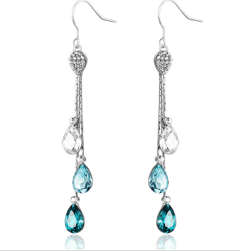 Blue Ocean Drop Crystal Earrings