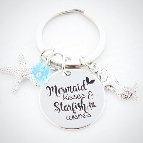 MERMAID KISSES AND STARFISH WISHES Keychain