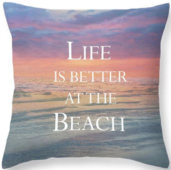 Beach Quote Cushion Cover