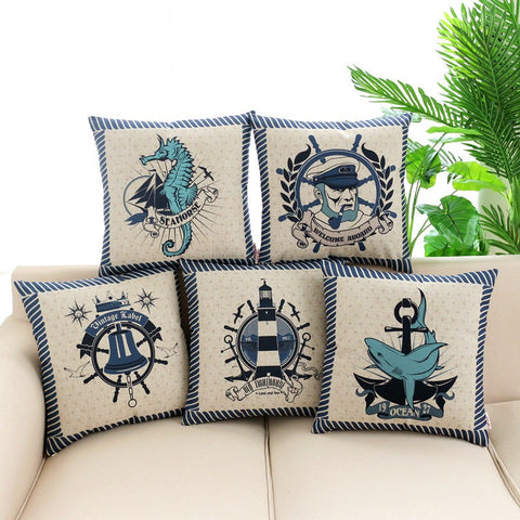 Vintage Ocean Theme Cushion Cover