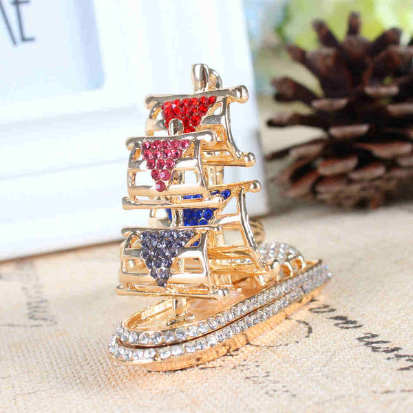 Sailing Boat Crystal Keychain