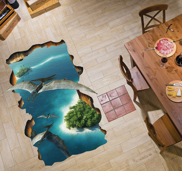 3D Pterosaurs & Island Sticker