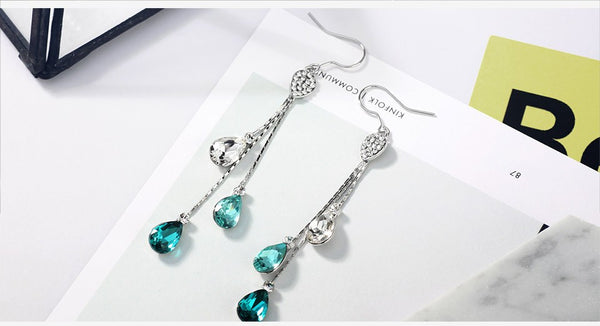 Blue Ocean Drop Crystal Earrings