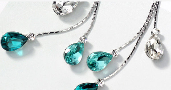 Blue Ocean Drop Crystal Earrings