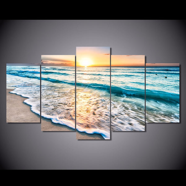 Limited Edition 5 Piece Beach & Sunrise Canvas