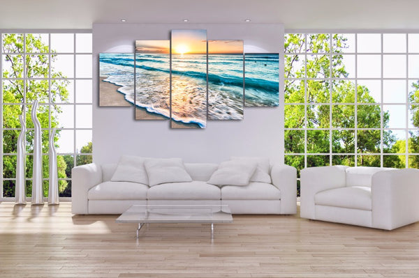Limited Edition 5 Piece Beach & Sunrise Canvas