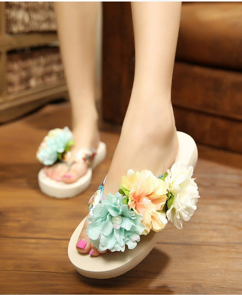 Bohemia Flowers Beach Flip Flops