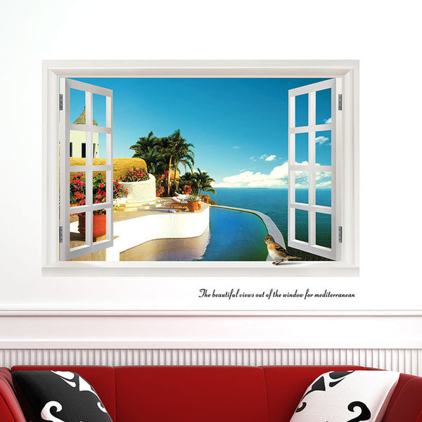 Beach Sea 3D Window Wall Sticker (20 Styles)