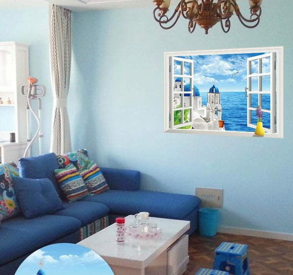 Beach Sea 3D Window Wall Sticker (20 Styles)