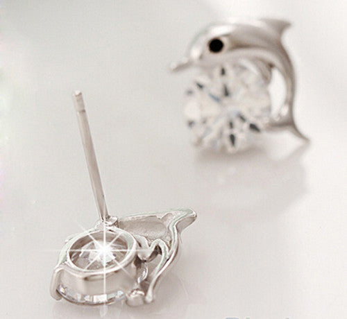 Dolphin  Crystal Studs Earrings
