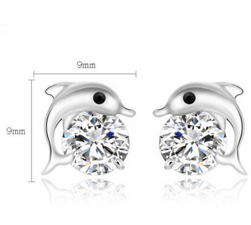 Dolphin  Crystal Studs Earrings