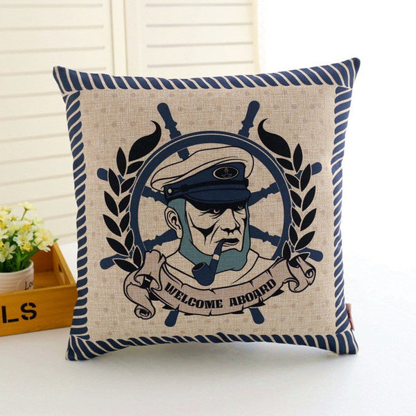 Vintage Ocean Theme Cushion Cover