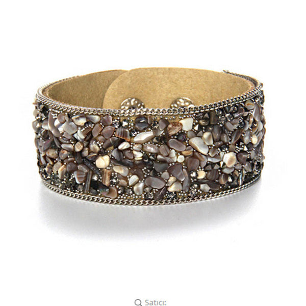 Beach Stone Leather Bracelet