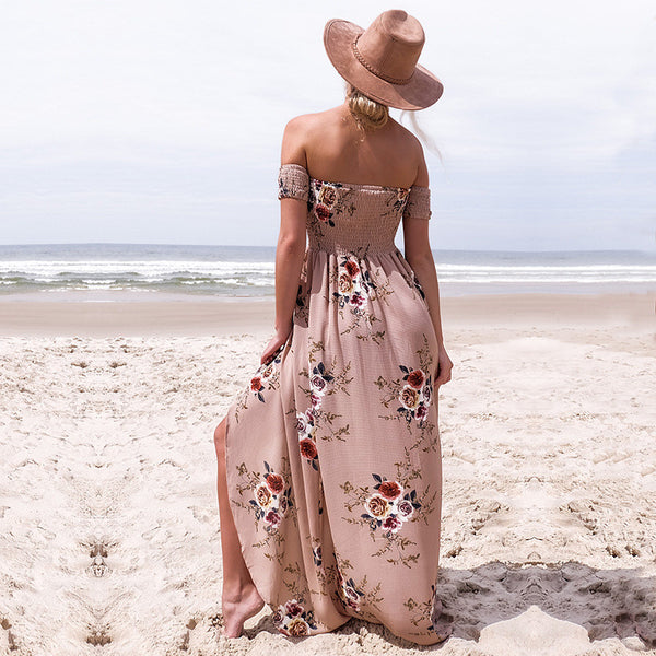 Boho Style Off Shoulder Long Dress