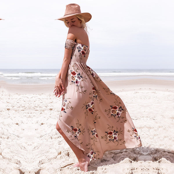 Boho Style Off Shoulder Long Dress