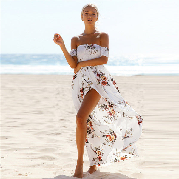 Boho Style Off Shoulder Long Dress