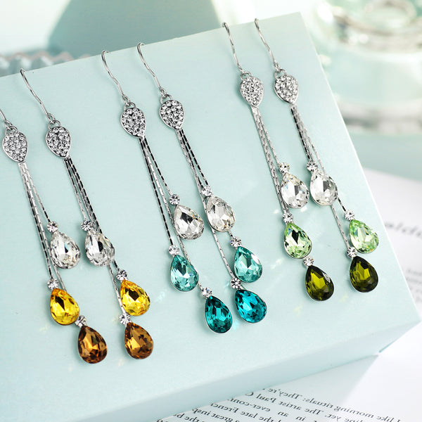 Blue Ocean Drop Crystal Earrings