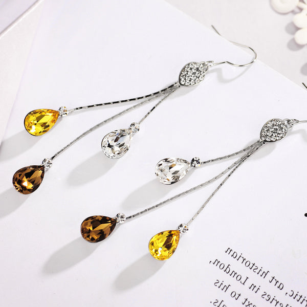 Blue Ocean Drop Crystal Earrings