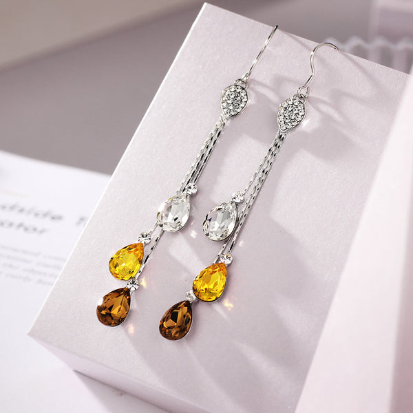 Blue Ocean Drop Crystal Earrings