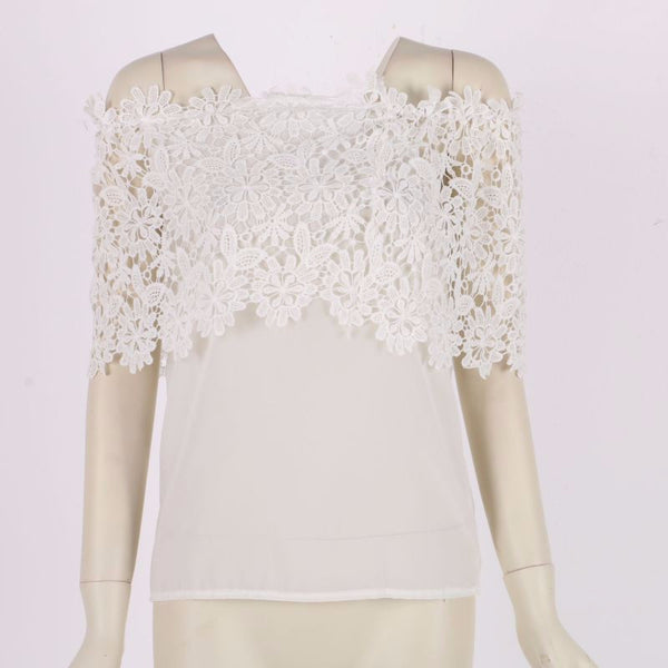 Lace Off-shoulder Casual Chiffon Top