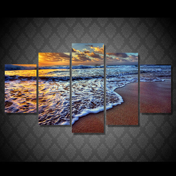 Limited Edition 5 Piece Peaceful Beach Waves Canvas