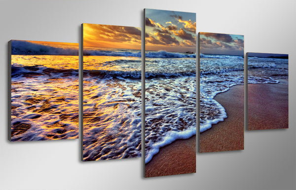 Limited Edition 5 Piece Peaceful Beach Waves Canvas