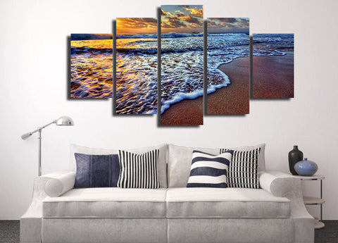 Limited Edition 5 Piece Peaceful Beach Waves Canvas