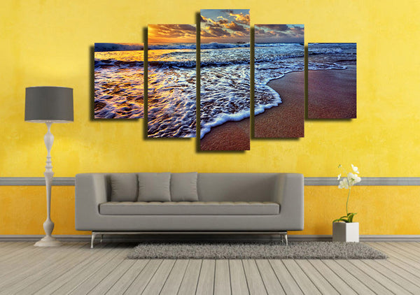 Limited Edition 5 Piece Peaceful Beach Waves Canvas