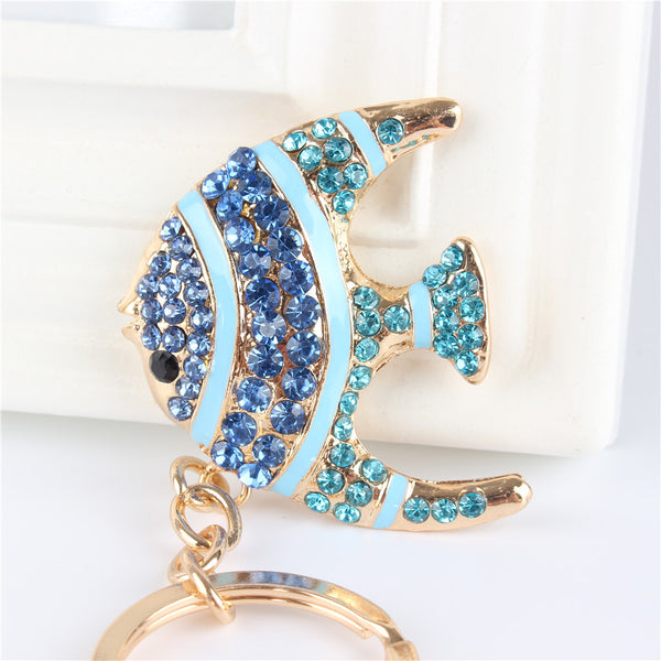Lovely Blue Fish Crystal Keychain