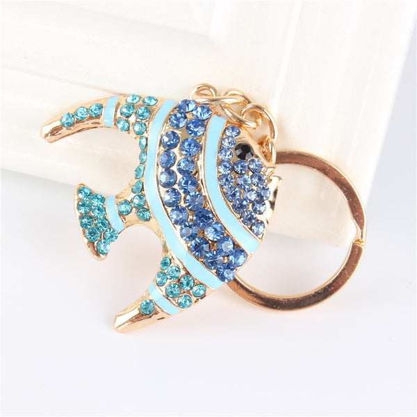 Lovely Blue Fish Crystal Keychain