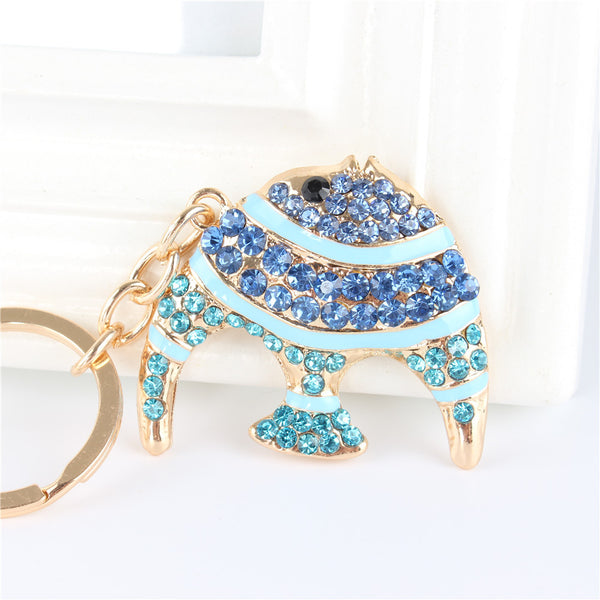 Lovely Blue Fish Crystal Keychain