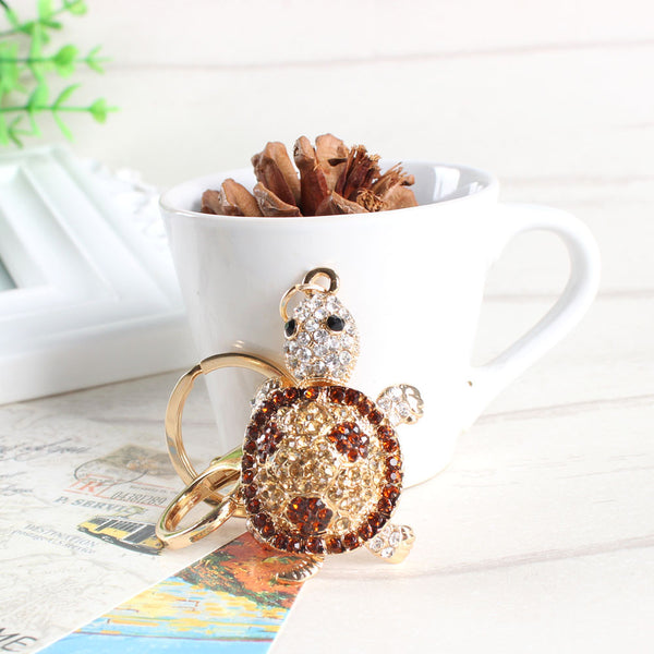 Red Tortoise Rhinestone Keychain
