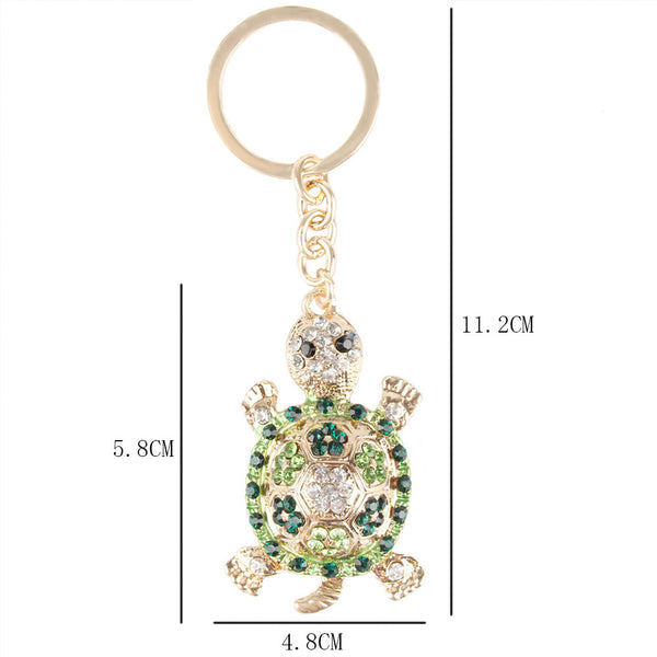 Green Tortoise Rhinestone Keychain
