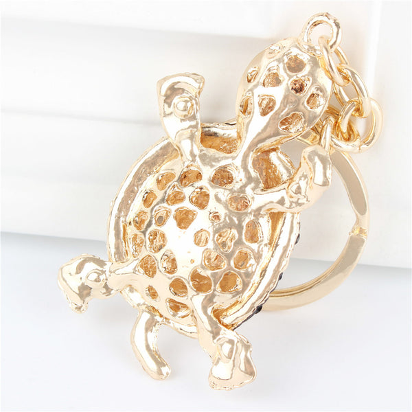 Green Tortoise Rhinestone Keychain