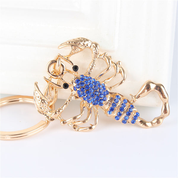 Blue Scorpion Crystal Keychain