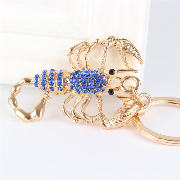 Blue Scorpion Crystal Keychain