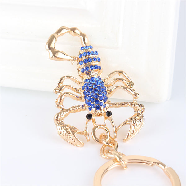 Blue Scorpion Crystal Keychain