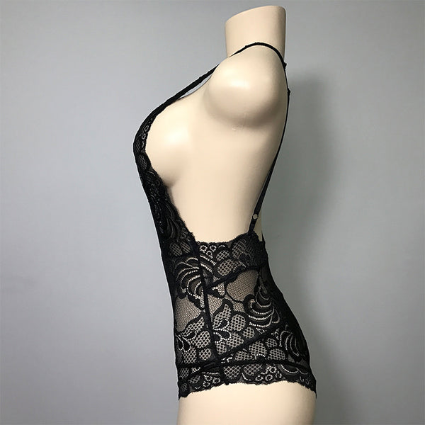 Sexy Deep V Lace Backless Jumpsuit