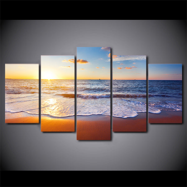Limited Edition 5 Piece Sunset in The Beach Canvas
