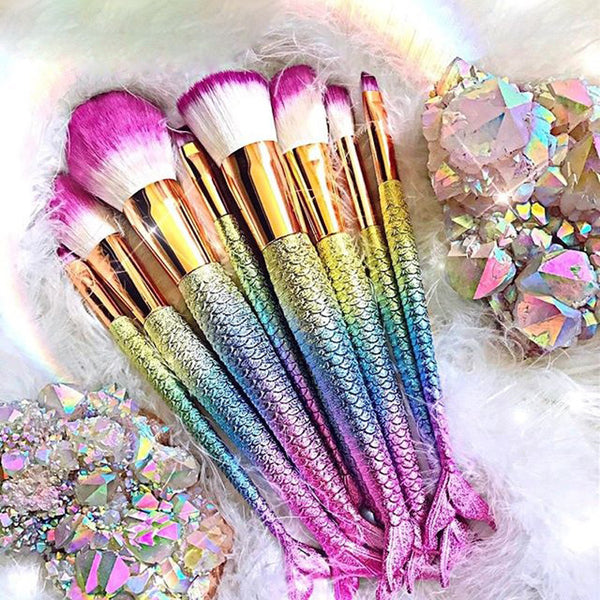 Mermaid Makeup Brush Set (10 pieces)
